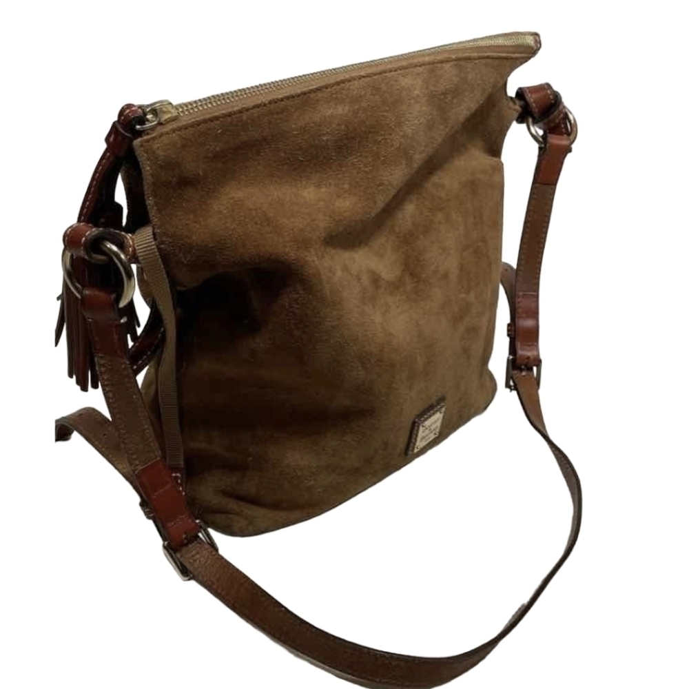 Dooney & Bourke honey color 100% leather suede large Sloan purse
